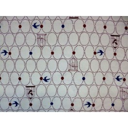 TISSU JAPONAIS CAGE A OISEAU FOND BLANC CASSE A0005 TISSU JAPONAIS CAGE A OISEAU FOND BLANC CASSE A0005