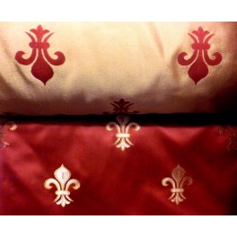 TISSU AMEUBLEMENT FLEURS DE LYS FOND ROUGE A0034