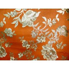 TISSU BROCART FOND ORANGE A0034