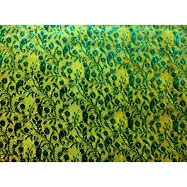 TISSU BROCART DE SOIE JAUNE ET VERT A0037 TISSU BROCART DE SOIE JAUNE ET VERT A0037