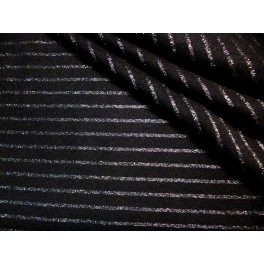 TISSU CREPE  POLYESTER RAYURE BRILLANT FOND NOIR A0002