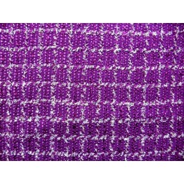 TISSU LAINE FOND VIOLET CARREAUX ARGENT A0018