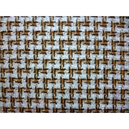 TISSU LAINE FOND BLANC CASSE FILS BEIGE FONCE A0023