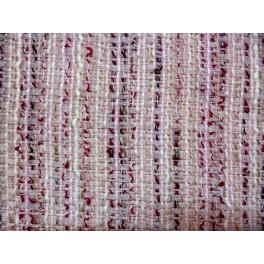 TISSU LAINE FOND ROSE PALE FILS BORDEAUX-BEIGE-BLANC A0027