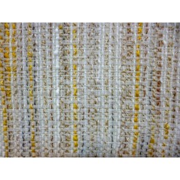 TISSU LAINE FOND JAUNE PALE FILS JAUNE FONCE-BLANC-MARRON A0028