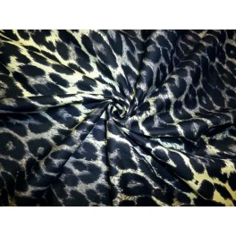 TISSU COTON LEOPARD NOIR FOND JAUNE A0084