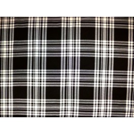 TISSU ÉCOSSAIS BLANC et NOIR POLYESTER A0003