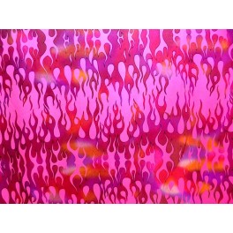 TISSU JERSEY IMPRIMÉ FLAMMES MULTICOLORES FOND ROSE A0003