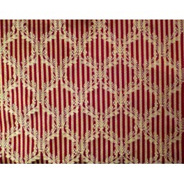 TISSU AMEUBLEMENT COURONNES OR FOND ROUGE A0019