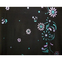 TISSU JERSEY NOIR IMPRIMÉ FLEURS A0011