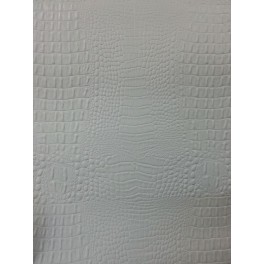 TISSU SIMILI CUIR MOTIF CROCODILE ÉPAIS BLANC A0004