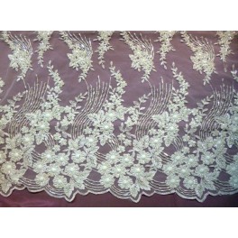 TISSU DENTELLE PERLE BLANC A0003