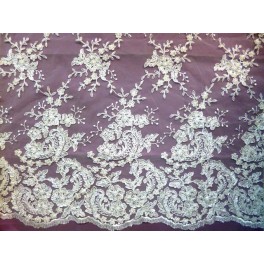 TISSU DENTELLE PERLE BLANC A0070 TISSU DENTELLE PERLE BLANC A0070