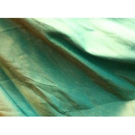 TISSU SOIE SAUVAGE UNI TURQUOISE REFLET OR  A0027