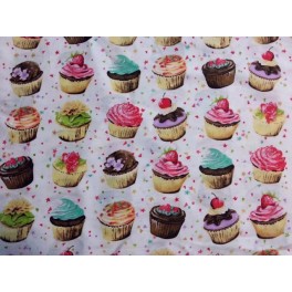 TISSU COTON IMPRIME GATEAUX A0117