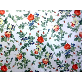 TISSU COTON LIBERTY IMPRIME FLEURS FOND BLANC A0122 TISSU COTON LIBERTY IMPRIME FLEURS FOND BLANC A0122