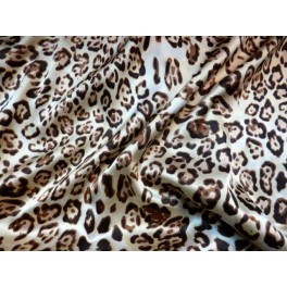 TISSU SATIN LYCRA POLYESTER IMPRIME LEOPARD  A0016