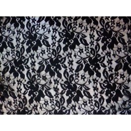 TISSU DENTELLE FLEURS NOIRE  A0066