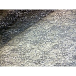 TISSU DENTELLE FLEURS GRIS CLAIR  A0073