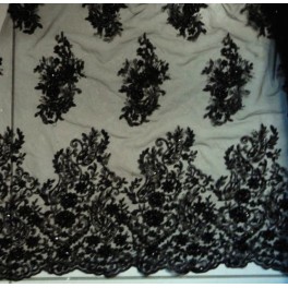 TISSU DENTELLE PERLE NOIRE A0004