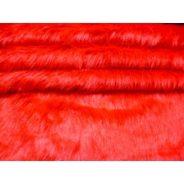 TISSU FAUSSE FOURRURE SYNTHÉTIQUE POILS LONGS ROUGE  A0006