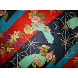 TISSU JAPONAIS IMPRIME FLEURS A0006