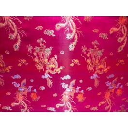 TISSU CHINOIS DRAGON FUSHIA A0003