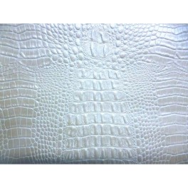 TISSU SIMILI CUIR MOTIF CROCODILE ÉPAIS BLANC CASSE A0003