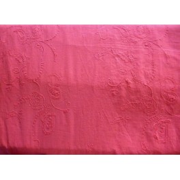 TISSU COTON BRODÉ FUCHSIA A0063