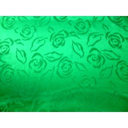 TISSU SATIN SOIE IMPRIME  FLEURS FOND VERT A0011