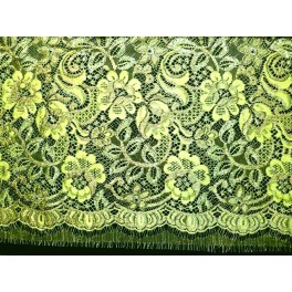 TISSU DENTELLE CALAIS VERT FLUO A0009