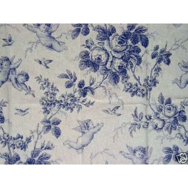 TISSU TOILE DE JOUY SERAPHIN BLEU  A0005