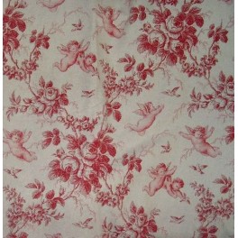 TISSU TOILE DE JOUY SERAPHIN ROUGE  A0006