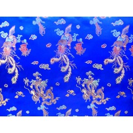 TISSU CHINOIS IMPRIME DRAGON BLEU ROI A0019